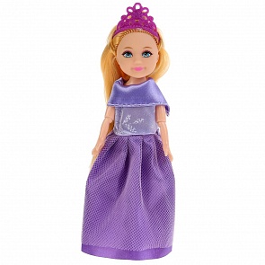 Кукла - Машенька принцесса, 15 см в фиолетовом платье, гнутся руки и ноги (Карапуз, MARYQY603A-2-RU (300))